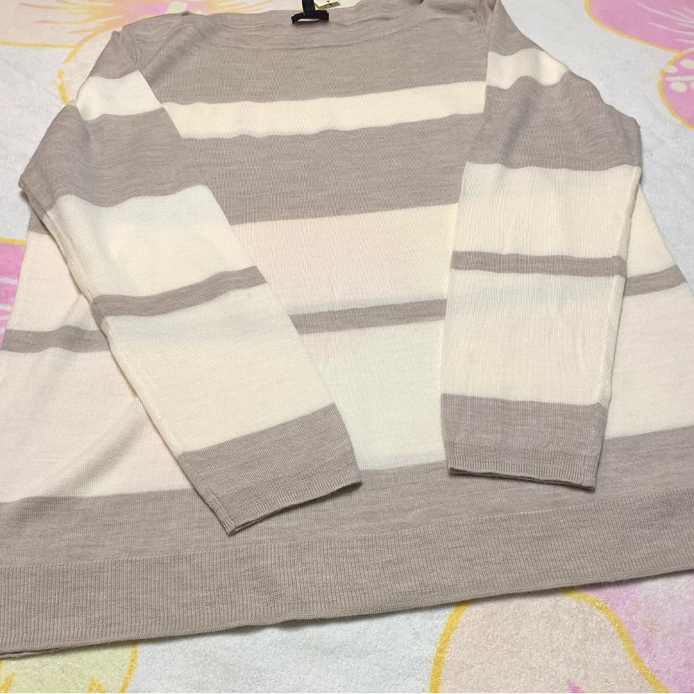 Women’s Talbots Tan and Cream Striped Sweater